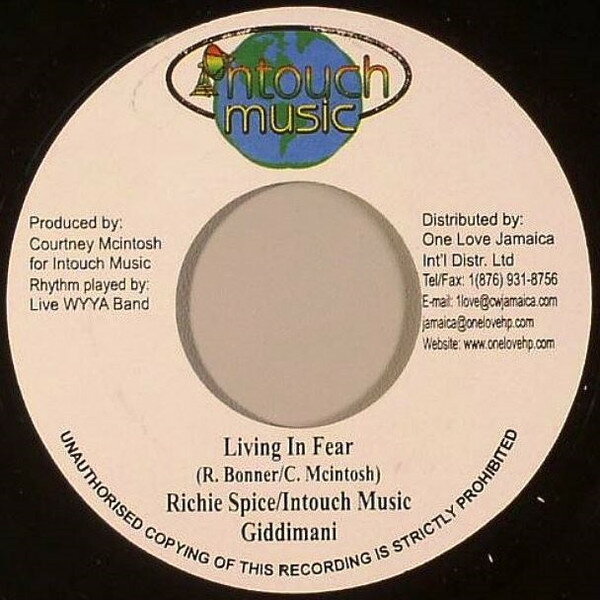 【中古】ジャマイカ7&quot; Richie Spice Living In Fear NONE Intouch Music (2) /00080