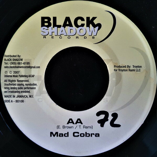 Artist Name: M - 【中古】ジャマイカ7" Mad Cobra AA NONE Black Shadow Records, Black Shadow Records /00080