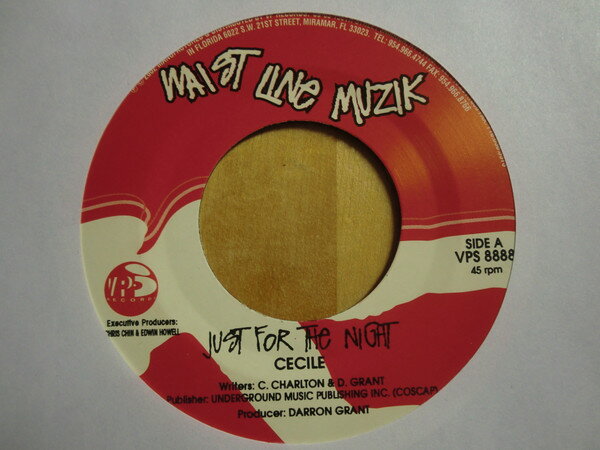 【中古】米7" Cecile / Benjai Just For The Night / Jah Power VPS8888 Waist Line Muzik /00080