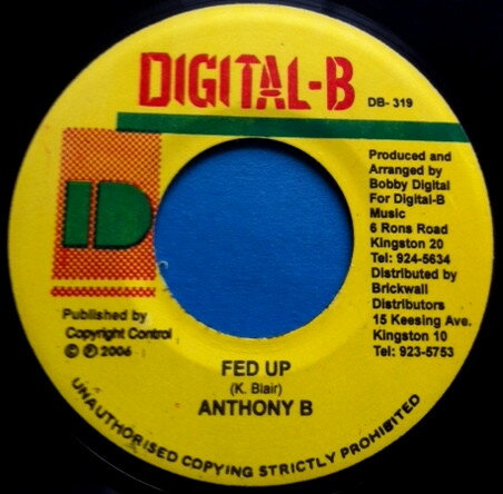 【中古】ジャマイカ7" Anthony B Fed Up DB319 Digital-B /00080