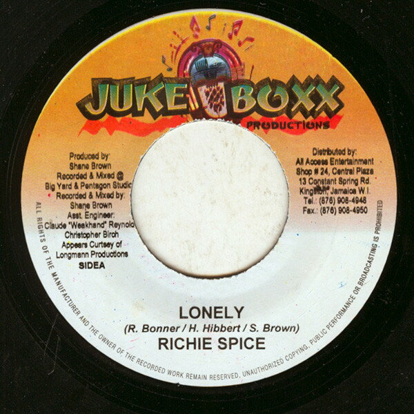 【中古】ジャマイカ7&quot; Richie Spice / Spanner Banner Lonely / Like Paradise NONE Juke Boxx Pr..