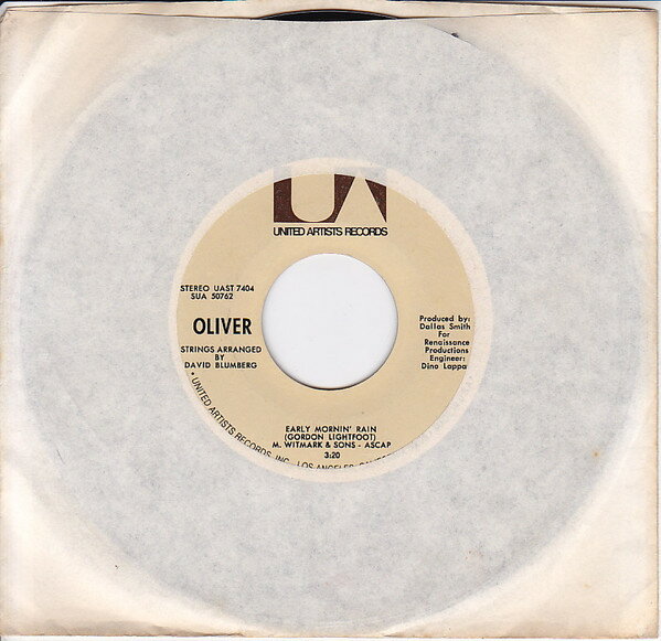 Artist Name: B - 【中古】7” Oliver Early Mornin Rain SUA50762 United Artists Recor /00080