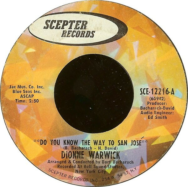 【中古】米7" Dionne Warwick Do You Know The Way To San Jos? / Let Me Be Lonely SCE12216 Scepter Records /00080