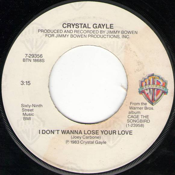 Artist Name: N - 【中古】米7" Crystal Gayle I Dont Wanna Lose Your Love 729356 Warner Bros. Records /00080