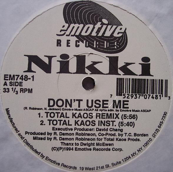 ・アーティスト Nikki Jackson ・タイトル Don't Use Me ・レーベル・型番 Emotive Records EM7481 ・フォーマット 12インチレコード ・コンディション(盤) 非常に良い(EX) ・コンディション(ジャケット) プレインカバー（元ジャケット／カバー無し） ・コンディション(帯) オビなし ・特記事項 【シュリンク残し】 サンプル画像です。実際の商品の画像ではありません 商品写真はバーコード/カタログ番号に対応したサンプル画像ですので、お送りする商品の画像ではありません。帯やライナーなどの付属品は、特記事項に記載されている場合のみ含まれます。プロモやカラーレコードなどの仕様についても、該当する場合のみ特記事項に記載しています。 【ご購入前に必ずご確認ください】 ・本店サイト(www.recordcity.jp)とは価格、送料が違います ・本店サイト、その他支店のオーダーとは同梱発送できません ・注文確定後に別の注文を頂いた場合、注文同士の同梱は致しかねます。 ・別倉庫から発送しているため、店頭受け渡しは対応しておりません ・一部商品は他の通販サイトでも販売しているため、ご注文のタイミングによっては商品のご用意ができない場合がございます。 ・土日祝日はお休みです 金曜・祝前日9時以降のご連絡またはご入金は、返答または発送が週明け・祝日明けに順次対応となります。 ・ご購入後のキャンセル不可 ご購入後のキャンセルはいかなる理由においてもお受けできません。ご了承の上、ご購入くださいませ。 ・日本郵便(ゆうパック/ゆうメール)によるお届けになります。 ・中古品であることをご理解ください 当ストアでは中古商品を主に販売しております。中古品であることをご理解の上ご購入ください。また、一部商品はRecordCityオンラインストアで試聴可能です。 ・返品について お客様のご都合による返品は一切承っておりません。 表記の内容と実際の商品に相違がある場合、また針飛び等で返品・返金をご希望される場合は、商品の到着後1週間以内にご連絡ください。商品の返送をこちらで確認後、キャンセル・返金を行います。 コンディションVG以下の商品は返品できません。プレイに影響のない表面のこすれ傷、プレス起因のノイズ盤は返品の対象外です。 【コンディション表記】 ・ほぼ新品(M-)(Like New) 完全な新品。未使用。当店ではほぼ使用しません ・非常に良い(EX)(Excellent) 中古盤として美品な状態。わずかな経年を感じるものの傷みを感じさせない、当店基準で最高の状態 ・良い(VG+)(Very Good Plus) 丁寧に扱われた中古品で、軽い使用感がみられる。 ・可(VG)(Acceptable) 使い込まれた中古品で、「良い」よりもさらに使用感がみられる。 ・悪い(VG-)(Bad) 状態が悪いアイテム。使用の保障はなく、再生不可、針飛び、目立つノイズがあるかもしれない。状態によるクレーム不可。返品不可。 ・非常に悪い(G)(Very Bad) 「悪い」よりさらに状態が悪いアイテム。使用の保障はなく、再生不可、針飛び、目立つノイズがあるかもしれない。状態によるクレーム不可。返品不可。 ・ジャンク(Fair)(Junk/Fair) 割れている、反っている、水ダメージがある、カビ、ジャケットが分離している、ひどい書き込み、ひどい擦れなど最低の状態。使用の保障はなく、再生不可、針飛び、目立つノイズがあるかもしれない。状態によるクレーム不可。返品不可。 ・ジャンク(Poor)(Junk/Poor) 割れている、反っている、水ダメージがある、カビ、ジャケットが分離している、ひどい書き込み、ひどい擦れなど最低の状態。使用の保障はなく、再生不可、針飛び、目立つノイズがあるかもしれない。状態によるクレーム不可。返品不可。
