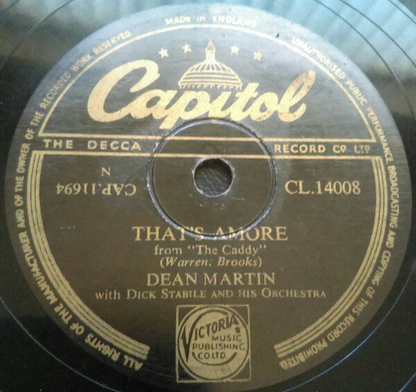 【中古】英78RPM/SP Dean Martin, Dick Stabile & Hi Thats Amore / Youre The Right One CL14008 CAPITOL /00500