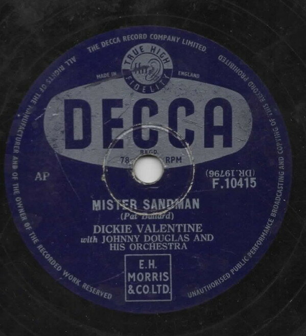 【中古】78RPM/SP Dickie Valentine, Johnny Dougl Mister Sandman / Runaround F10415 DECCA /00500