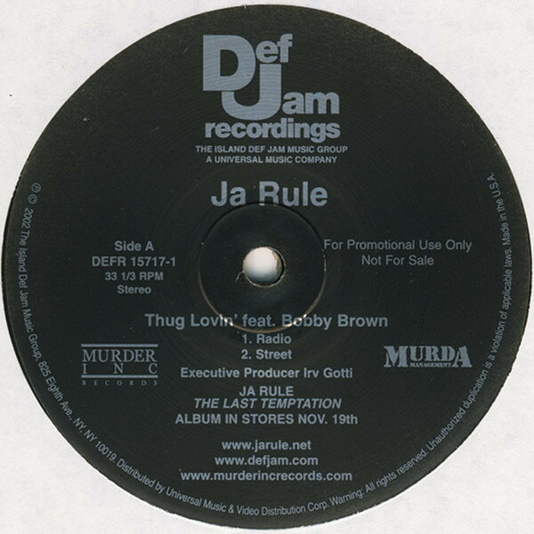 Artist Name: J - 【中古】米12" Ja Rule Thug Lovin DEFR157171 DEF JAM /00250
