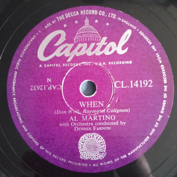 【中古】英78RPM/SP Al Martino When / I Still Believe CL14192 CAPITOL RECORDS /00500