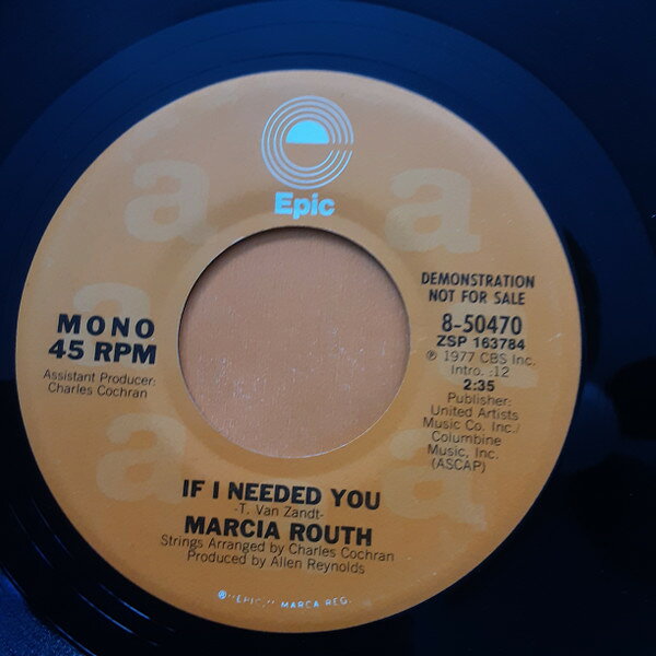Artist Name: J - 【中古】米7” Marcia Routh If I Needed You 850470PROMO Epic /00080