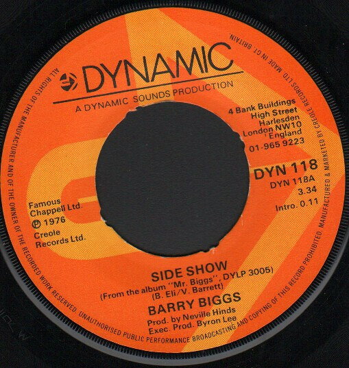 7” Barry Biggs Side Show DYN118 Dynamic Sounds /00080