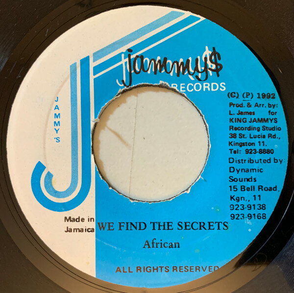 【新品】ジャマイカ7" African We Find The Secrets none Jammys /00048