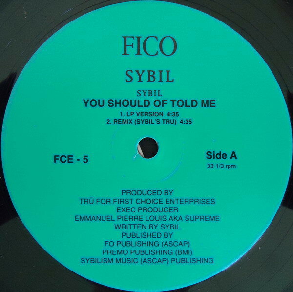 Artist Name: Z - 【中古】米12" Sybil You Should Of Told Me FCE5 Fico /00250