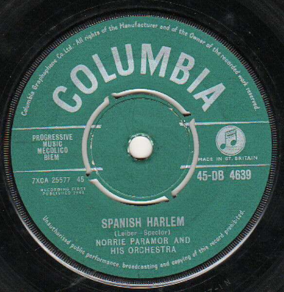 【中古】英7” Norrie Paramor &amp; His Orchestra Spanish Harlem 45DB4639 Columbia /00080