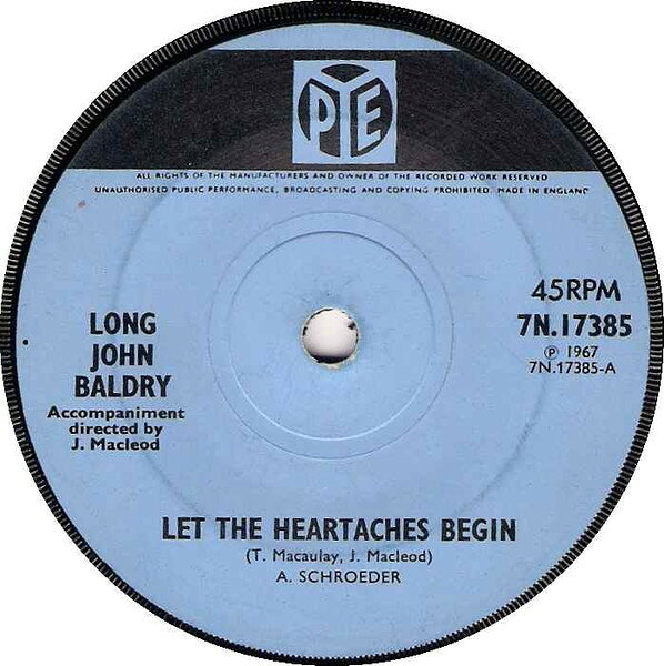 ・アーティスト Long John Baldry ・タイトル Let The Heartaches Begin ・レーベル・型番 Pye Records 7N17385 ・フォーマット 7インチレコード ・コンディション(盤) 良い (VG+) ・コンディション(ジャケット) プレインカバー（元ジャケット／カバー無し） ・コンディション(帯) オビなし ・特記事項 【盤に浅い跡】【レーベルに書き込み】 サンプル画像です。実際の商品の画像ではありません 商品写真はバーコード/カタログ番号に対応したサンプル画像ですので、お送りする商品の画像ではありません。帯やライナーなどの付属品は、特記事項に記載されている場合のみ含まれます。プロモやカラーレコードなどの仕様についても、該当する場合のみ特記事項に記載しています。 【ご購入前に必ずご確認ください】 ・本店サイト(www.recordcity.jp)とは価格、送料が違います ・本店サイト、その他支店のオーダーとは同梱発送できません ・注文確定後に別の注文を頂いた場合、注文同士の同梱は致しかねます。 ・別倉庫から発送しているため、店頭受け渡しは対応しておりません ・一部商品は他の通販サイトでも販売しているため、ご注文のタイミングによっては商品のご用意ができない場合がございます。 ・土日祝日はお休みです 金曜・祝前日9時以降のご連絡またはご入金は、返答または発送が週明け・祝日明けに順次対応となります。 ・ご購入後のキャンセル不可 ご購入後のキャンセルはいかなる理由においてもお受けできません。ご了承の上、ご購入くださいませ。 ・日本郵便(ゆうパック/ゆうメール)によるお届けになります。 ・中古品であることをご理解ください 当ストアでは中古商品を主に販売しております。中古品であることをご理解の上ご購入ください。また、一部商品はRecordCityオンラインストアで試聴可能です。 ・返品について お客様のご都合による返品は一切承っておりません。 表記の内容と実際の商品に相違がある場合、また針飛び等で返品・返金をご希望される場合は、商品の到着後1週間以内にご連絡ください。商品の返送をこちらで確認後、キャンセル・返金を行います。 コンディションVG以下の商品は返品できません。プレイに影響のない表面のこすれ傷、プレス起因のノイズ盤は返品の対象外です。 【コンディション表記】 ・ほぼ新品(M-)(Like New) 完全な新品。未使用。当店ではほぼ使用しません ・非常に良い(EX)(Excellent) 中古盤として美品な状態。わずかな経年を感じるものの傷みを感じさせない、当店基準で最高の状態 ・良い(VG+)(Very Good Plus) 丁寧に扱われた中古品で、軽い使用感がみられる。 ・可(VG)(Acceptable) 使い込まれた中古品で、「良い」よりもさらに使用感がみられる。 ・悪い(VG-)(Bad) 状態が悪いアイテム。使用の保障はなく、再生不可、針飛び、目立つノイズがあるかもしれない。状態によるクレーム不可。返品不可。 ・非常に悪い(G)(Very Bad) 「悪い」よりさらに状態が悪いアイテム。使用の保障はなく、再生不可、針飛び、目立つノイズがあるかもしれない。状態によるクレーム不可。返品不可。 ・ジャンク(Fair)(Junk/Fair) 割れている、反っている、水ダメージがある、カビ、ジャケットが分離している、ひどい書き込み、ひどい擦れなど最低の状態。使用の保障はなく、再生不可、針飛び、目立つノイズがあるかもしれない。状態によるクレーム不可。返品不可。 ・ジャンク(Poor)(Junk/Poor) 割れている、反っている、水ダメージがある、カビ、ジャケットが分離している、ひどい書き込み、ひどい擦れなど最低の状態。使用の保障はなく、再生不可、針飛び、目立つノイズがあるかもしれない。状態によるクレーム不可。返品不可。