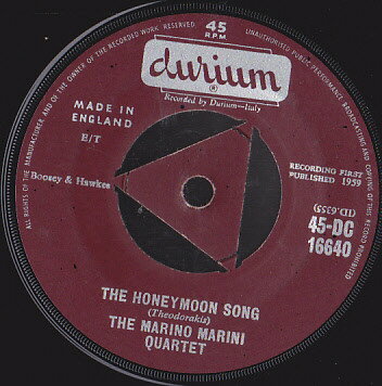 7” Marino Marini Ed Il Suo Quarte The Honeymoon Song / Pimpollo 45DC16640 Durium /00080