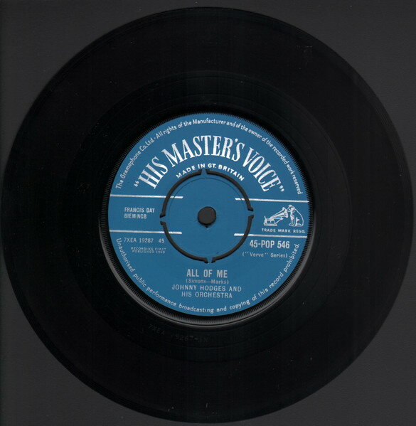 【中古】英7” Johnny Hodges &amp; His Orchestra All Of Me 45POP546 His Masters Voice /00080