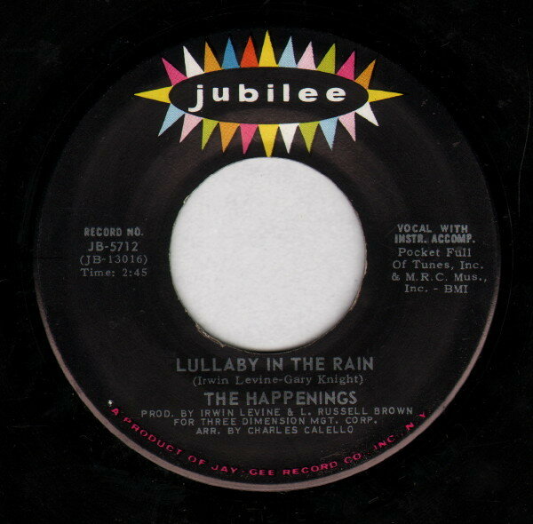 【中古】米7” Happenings Lullaby In The Rain JB5712 Jubilee /00080