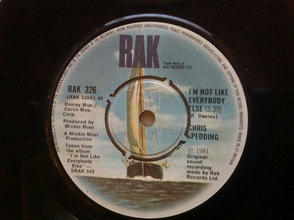 【中古】英7” Chris Spedding Im Not Like Everybody Else RAK326 RAK /00080