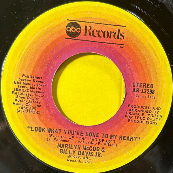 楽天レコードシティ 楽天市場店【中古】米7” Marilyn McCoo & Billy Davis Jr Look What Youve Done To My Heart AB12298 ABC Records /00080