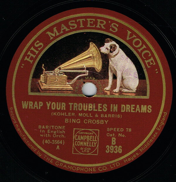 ・アーティスト Bing Crosby / Gene Austin ・タイトル Wrap Your Troubles In Dreams / Please Dont Talk About Me When Im Gone ・レーベル・型番 HIS MASTERS VOICE B3936 ・フォーマット 78回転SP盤レコード ・コンディション(盤) 良い (VG+) ・コンディション(ジャケット) 良い (VG+) ・コンディション(帯) オビなし ・特記事項 【※再生コンディションによる返品不可】【盤の端に欠けあり】 サンプル画像です。実際の商品の画像ではありません 商品写真はバーコード/カタログ番号に対応したサンプル画像ですので、お送りする商品の画像ではありません。帯やライナーなどの付属品は、特記事項に記載されている場合のみ含まれます。プロモやカラーレコードなどの仕様についても、該当する場合のみ特記事項に記載しています。 【ご購入前に必ずご確認ください】 ・本店サイト(www.recordcity.jp)とは価格、送料が違います ・本店サイト、その他支店のオーダーとは同梱発送できません ・注文確定後に別の注文を頂いた場合、注文同士の同梱は致しかねます。 ・別倉庫から発送しているため、店頭受け渡しは対応しておりません ・一部商品は他の通販サイトでも販売しているため、ご注文のタイミングによっては商品のご用意ができない場合がございます。 ・土日祝日はお休みです 金曜・祝前日9時以降のご連絡またはご入金は、返答または発送が週明け・祝日明けに順次対応となります。 ・ご購入後のキャンセル不可 ご購入後のキャンセルはいかなる理由においてもお受けできません。ご了承の上、ご購入くださいませ。 ・日本郵便(ゆうパック/ゆうメール)によるお届けになります。 ・中古品であることをご理解ください 当ストアでは中古商品を主に販売しております。中古品であることをご理解の上ご購入ください。また、一部商品はRecordCityオンラインストアで試聴可能です。 ・返品について お客様のご都合による返品は一切承っておりません。 表記の内容と実際の商品に相違がある場合、また針飛び等で返品・返金をご希望される場合は、商品の到着後1週間以内にご連絡ください。商品の返送をこちらで確認後、キャンセル・返金を行います。 コンディションVG以下の商品は返品できません。プレイに影響のない表面のこすれ傷、プレス起因のノイズ盤は返品の対象外です。 【コンディション表記】 ・ほぼ新品(M-)(Like New) 完全な新品。未使用。当店ではほぼ使用しません ・非常に良い(EX)(Excellent) 中古盤として美品な状態。わずかな経年を感じるものの傷みを感じさせない、当店基準で最高の状態 ・良い(VG+)(Very Good Plus) 丁寧に扱われた中古品で、軽い使用感がみられる。 ・可(VG)(Acceptable) 使い込まれた中古品で、「良い」よりもさらに使用感がみられる。 ・悪い(VG-)(Bad) 状態が悪いアイテム。使用の保障はなく、再生不可、針飛び、目立つノイズがあるかもしれない。状態によるクレーム不可。返品不可。 ・非常に悪い(G)(Very Bad) 「悪い」よりさらに状態が悪いアイテム。使用の保障はなく、再生不可、針飛び、目立つノイズがあるかもしれない。状態によるクレーム不可。返品不可。 ・ジャンク(Fair)(Junk/Fair) 割れている、反っている、水ダメージがある、カビ、ジャケットが分離している、ひどい書き込み、ひどい擦れなど最低の状態。使用の保障はなく、再生不可、針飛び、目立つノイズがあるかもしれない。状態によるクレーム不可。返品不可。 ・ジャンク(Poor)(Junk/Poor) 割れている、反っている、水ダメージがある、カビ、ジャケットが分離している、ひどい書き込み、ひどい擦れなど最低の状態。使用の保障はなく、再生不可、針飛び、目立つノイズがあるかもしれない。状態によるクレーム不可。返品不可。