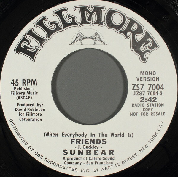 【中古】米7” Sunbear (When Everybody In The World Is) Friends ZS77004 FILLMORE /00080