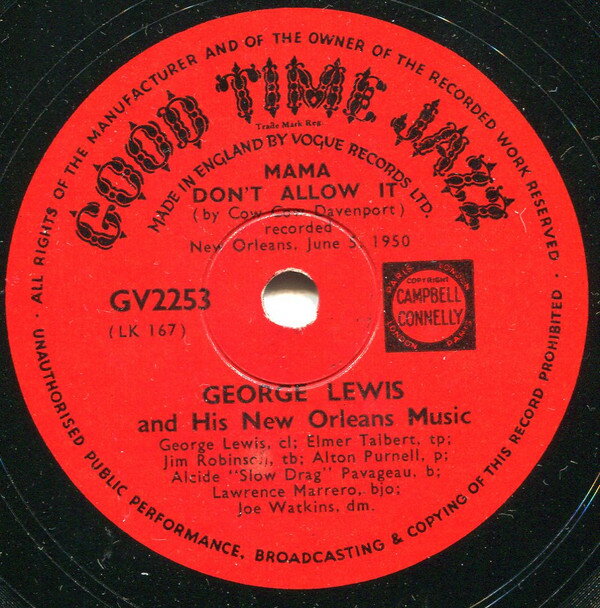 【中古】米78RPM/SP George Lewis &amp; His New Orleans Willie The Weeper / Mama Dont Allow It GV2..
