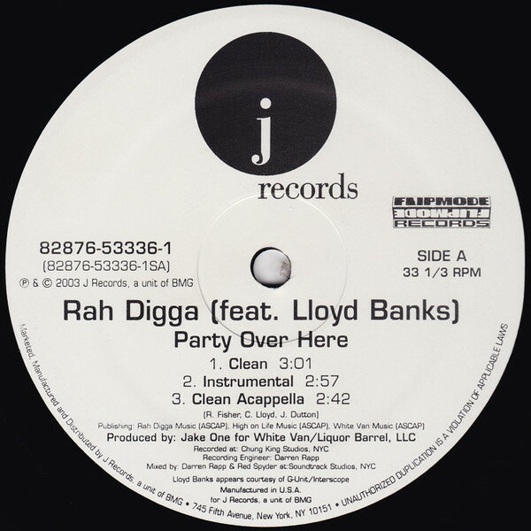 【中古】12インチ Rah Digga, Lloyd Banks Party Over Here 82876533361 J Records, Flipmode