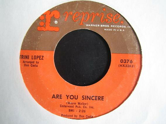 쥳ɥƥ ŷԾŹ㤨֡š7" Trini Lopez Are You Sincere / Youll Be Sorry 0376 Reprise Records /00080פβǤʤ638ߤˤʤޤ