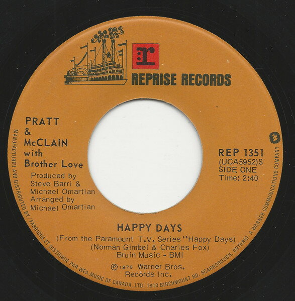 【中古】加7&quot; Pratt &amp; McClain With Brotherlove Happy Days REP1351 Reprise Records /00080