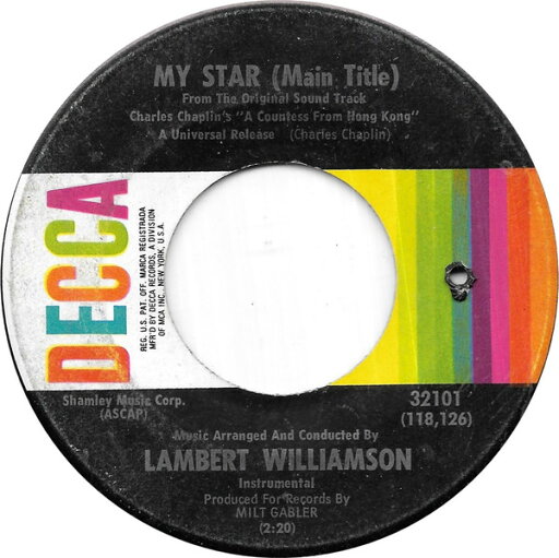 【中古】米7" Lambert Williamson My Star (Main Title) 32101 Decca /00080 【中古】米7" Lambert Williamson My Star (Main Title) 32101 Decca /00080