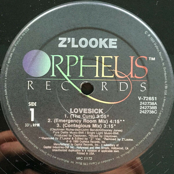 【中古】米12&quot; ZLooke Lovesick V72651 Orpheus Records /00250