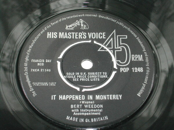【中古】英7" Bert Weedon It Happened In Monterey POP1248 His Masters Voice /00080