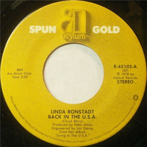 【中古】米7" Linda Ronstadt Back In The U.S.A. / Ooh Baby Baby E45102 Asylum Records /00080 【中古】米7" Linda Ronstadt Back In The U.S.A. / Ooh Baby Baby E45102 Asylum Records /00080