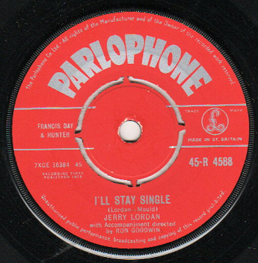 【中古】英7" Jerry Lordan Ill Stay Single 45R4588 Parlophone /00080 【中古】英7" Jerry Lordan Ill Stay Single 45R4588 Parlophone /00080