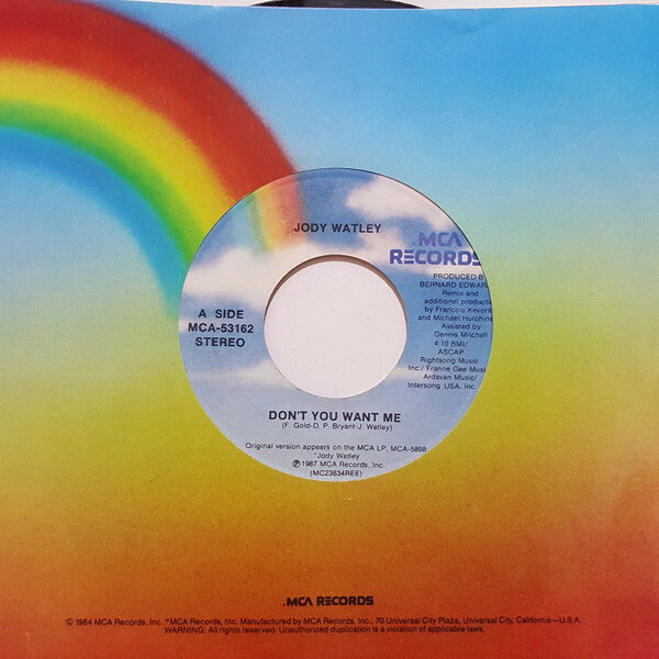 加7" Jody Watley Dont You Want Me MCA53162 MCA Records /00080
