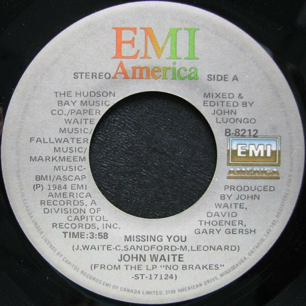 【中古】加7&quot; John Waite Missing You B8212 EMI America /00080