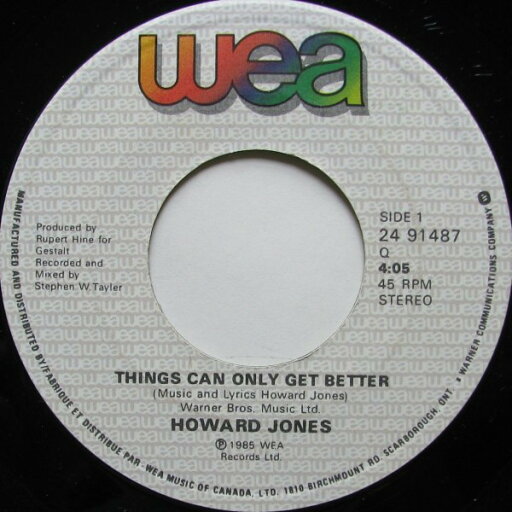【中古】加7" Howard Jones Things Can Only Get Better 2491487 WEA /00080 【中古】加7" Howard Jones Things Can Only Get Better 2491487 WEA /00080