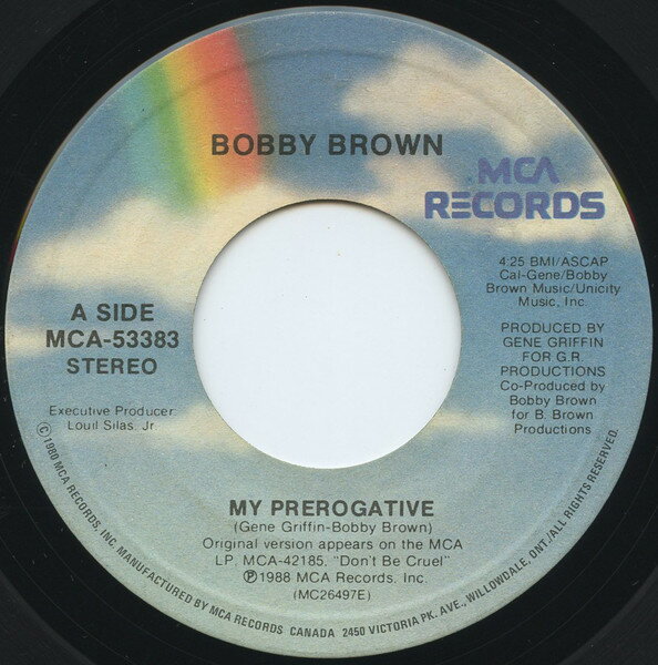 ・アーティスト Bobby Brown ・タイトル My Prerogative ・レーベル MCA Records MCA53383 ・フォーマット 7インチレコード ・コンディション(盤) 良い (VG+) ・コンディション(ジャケット) プレインカバー（元ジャケット／カバー無し） ・コンディション(帯) オビなし ・特記事項 サンプル画像です。実際の商品の画像ではありません 商品写真はバーコード/カタログ番号に対応したサンプル画像ですので、お送りする商品の画像ではありません。帯やライナーなどの付属品は、特記事項に記載されている場合のみ含まれます。プロモやカラーレコードなどの仕様についても、該当する場合のみ特記事項に記載しています。 【ご購入前に必ずご確認ください】 ・本店サイト(www.recordcity.jp)とは価格、送料が違います ・本店サイト、その他支店のオーダーとは同梱発送できません ・別倉庫から発送しているため、店頭受け渡しは対応しておりません ・一部商品は他の通販サイトでも販売しているため、ご注文のタイミングによっては商品のご用意ができない場合がございます。 ・土日祝日はお休みです 金曜・祝前日9時以降のご連絡またはご入金は、返答または発送が週明け・祝日明けに順次対応となります。 ・ご購入後のキャンセル不可 ご購入後のキャンセルはいかなる理由においてもお受けできません。ご了承の上、ご購入くださいませ。 ・日本郵便(ゆうパック/ゆうメール)によるお届けになります。 ・中古品であることをご理解ください 当ストアではお客様よりお譲りいただいた中古商品を主に販売しております。中古品であることをご理解の上ご購入ください。また、一部商品はRecordCityオンラインストアで試聴可能です。 ・返品について お客様のご都合による返品は一切承っておりません。 表記の内容と実際の商品に相違がある場合、また針飛び等で返品・返金をご希望される場合は、商品の到着後1週間以内にご連絡ください。商品の返送をこちらで確認後、キャンセル・返金を行います。 コンディションVG以下の商品は返品できません。プレイに影響のない表面のこすれ傷、プレス起因のノイズ盤は返品の対象外です。 【コンディション表記】 ・ほぼ新品(M-)(Like New) 完全な新品。未使用。当店ではほぼ使用しません ・非常に良い(EX)(Excellent) 中古盤として美品な状態。わずかな経年を感じるものの傷みを感じさせない、当店基準で最高の状態 ・良い(VG+)(Very Good Plus) 丁寧に扱われた中古品で、軽い使用感がみられる。 ・可(VG)(Acceptable) 使い込まれた中古品で、「良い」よりもさらに使用感がみられる。 ・悪い(VG-)(Bad) 状態が悪いアイテム。使用の保障はなく、再生不可、針飛び、目立つノイズがあるかもしれない。状態によるクレーム不可。返品不可。 ・非常に悪い(G)(Very Bad) 「悪い」よりさらに状態が悪いアイテム。使用の保障はなく、再生不可、針飛び、目立つノイズがあるかもしれない。状態によるクレーム不可。返品不可。 ・ジャンク(Fair)(Junk/Fair) 割れている、反っている、水ダメージがある、カビ、ジャケットが分離している、ひどい書き込み、ひどい擦れなど最低の状態。使用の保障はなく、再生不可、針飛び、目立つノイズがあるかもしれない。状態によるクレーム不可。返品不可。 ・ジャンク(Poor)(Junk/Poor) 割れている、反っている、水ダメージがある、カビ、ジャケットが分離している、ひどい書き込み、ひどい擦れなど最低の状態。使用の保障はなく、再生不可、針飛び、目立つノイズがあるかもしれない。状態によるクレーム不可。返品不可。