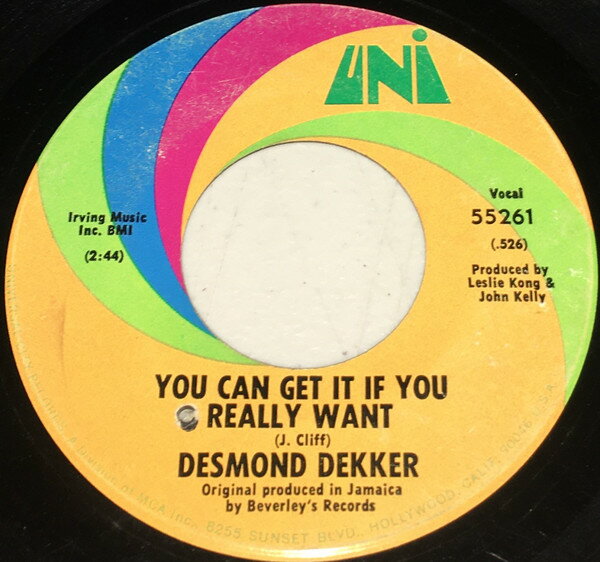 【中古】米7” Desmond Dekker You Can Get It If You Really Want 55261 UNI Records /00080