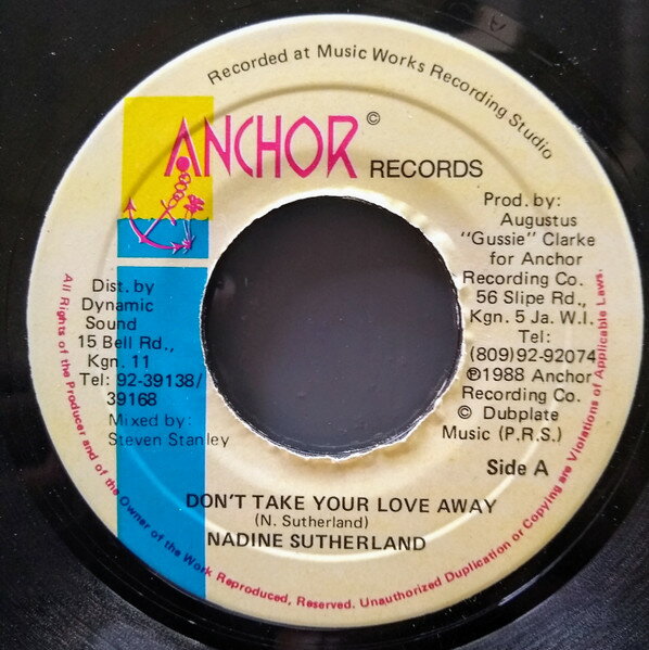 【中古】ジャマイカ7” Nadine Sutherland Dont Take Your Love Away NONE Anchor Records /00080