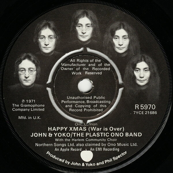 【中古】7” John Lennon &amp; Yoko Ono &amp; The P Happy Xmas (War Is Over) R5970 APPLE /00080