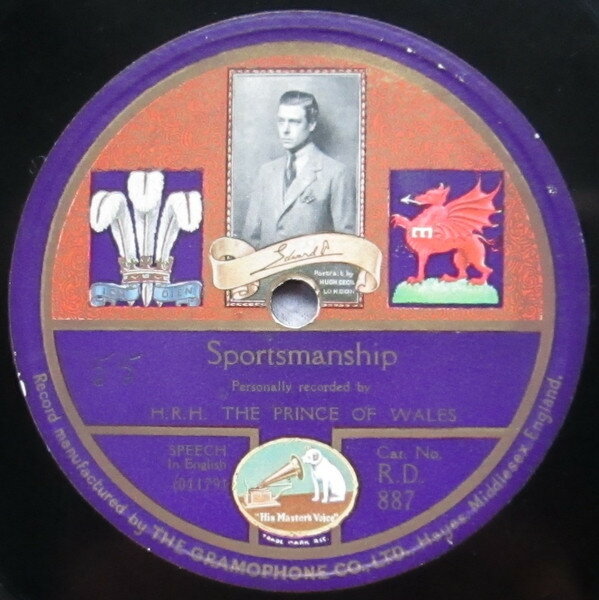 【中古】英78RPM/SP H R H The Prince Of Wales / Th Sportsmanship / God Bless The Prince Of Wales RD887 HIS MASTERS VOICE 12 /00500