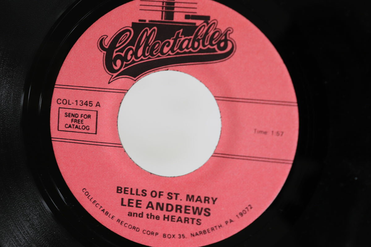 7” Lee Andrews &amp; The Hearts Bells Of St. Mary / Much Too Much COL1345 COLLECTABLES /00080