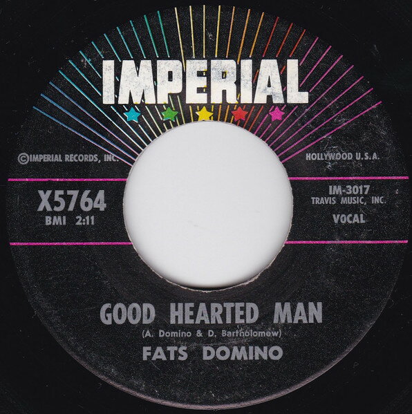 ・アーティスト Fats Domino ・タイトル Good Hearted Man / Let The Four Winds Blow ・レーベル・型番 Imperial X5764 ・フォーマット 7インチレコード ・コンディション(盤) 良い (VG+) ・コンディション(ジャケット) プレインカバー（元ジャケット／カバー無し） ・コンディション(帯) オビなし ・特記事項 【カバー折れ/しわ】【盤に目立った跡】 サンプル画像です。実際の商品の画像ではありません 商品写真はバーコード/カタログ番号に対応したサンプル画像ですので、お送りする商品の画像ではありません。帯やライナーなどの付属品は、特記事項に記載されている場合のみ含まれます。プロモやカラーレコードなどの仕様についても、該当する場合のみ特記事項に記載しています。 【ご購入前に必ずご確認ください】 ・本店サイト(www.recordcity.jp)とは価格、送料が違います ・本店サイト、その他支店のオーダーとは同梱発送できません ・注文確定後に別の注文を頂いた場合、注文同士の同梱は致しかねます。 ・別倉庫から発送しているため、店頭受け渡しは対応しておりません ・一部商品は他の通販サイトでも販売しているため、ご注文のタイミングによっては商品のご用意ができない場合がございます。 ・土日祝日はお休みです 金曜・祝前日9時以降のご連絡またはご入金は、返答または発送が週明け・祝日明けに順次対応となります。 ・ご購入後のキャンセル不可 ご購入後のキャンセルはいかなる理由においてもお受けできません。ご了承の上、ご購入くださいませ。 ・日本郵便(ゆうパック/ゆうメール)によるお届けになります。 ・中古品であることをご理解ください 当ストアでは中古商品を主に販売しております。中古品であることをご理解の上ご購入ください。また、一部商品はRecordCityオンラインストアで試聴可能です。 ・返品について お客様のご都合による返品は一切承っておりません。 表記の内容と実際の商品に相違がある場合、また針飛び等で返品・返金をご希望される場合は、商品の到着後1週間以内にご連絡ください。商品の返送をこちらで確認後、キャンセル・返金を行います。 コンディションVG以下の商品は返品できません。プレイに影響のない表面のこすれ傷、プレス起因のノイズ盤は返品の対象外です。 【コンディション表記】 ・ほぼ新品(M-)(Like New) 完全な新品。未使用。当店ではほぼ使用しません ・非常に良い(EX)(Excellent) 中古盤として美品な状態。わずかな経年を感じるものの傷みを感じさせない、当店基準で最高の状態 ・良い(VG+)(Very Good Plus) 丁寧に扱われた中古品で、軽い使用感がみられる。 ・可(VG)(Acceptable) 使い込まれた中古品で、「良い」よりもさらに使用感がみられる。 ・悪い(VG-)(Bad) 状態が悪いアイテム。使用の保障はなく、再生不可、針飛び、目立つノイズがあるかもしれない。状態によるクレーム不可。返品不可。 ・非常に悪い(G)(Very Bad) 「悪い」よりさらに状態が悪いアイテム。使用の保障はなく、再生不可、針飛び、目立つノイズがあるかもしれない。状態によるクレーム不可。返品不可。 ・ジャンク(Fair)(Junk/Fair) 割れている、反っている、水ダメージがある、カビ、ジャケットが分離している、ひどい書き込み、ひどい擦れなど最低の状態。使用の保障はなく、再生不可、針飛び、目立つノイズがあるかもしれない。状態によるクレーム不可。返品不可。 ・ジャンク(Poor)(Junk/Poor) 割れている、反っている、水ダメージがある、カビ、ジャケットが分離している、ひどい書き込み、ひどい擦れなど最低の状態。使用の保障はなく、再生不可、針飛び、目立つノイズがあるかもしれない。状態によるクレーム不可。返品不可。