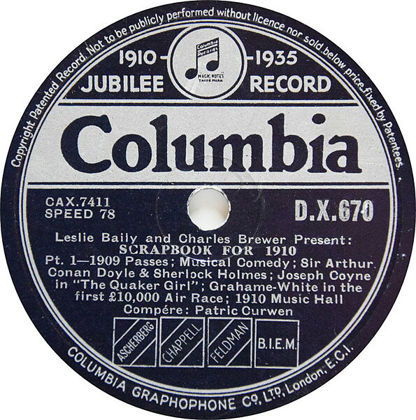 【中古】英78RPM/SP Leslie Baily &amp; Charles Brewer Scrapbook For 1910 DX670 COLUMBIA 12” /00500