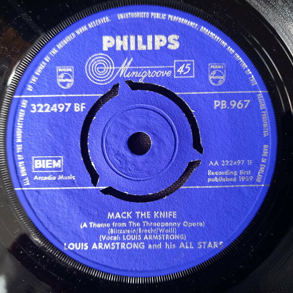 Artist Name: R - 【中古】7” Louis Armstrong & His All-star Mack The Knife 322497BF PHILIPS /00080