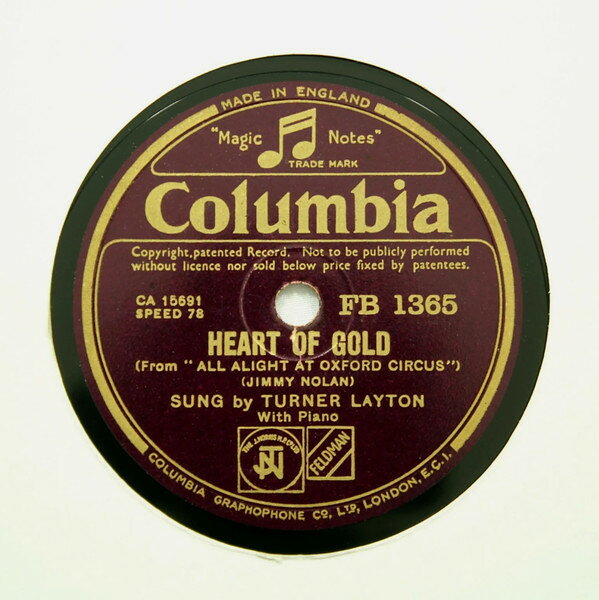【中古】英78RPM/SP Turner Layton Heart Of Gold / Alone FB1365 COLUMBIA /00500