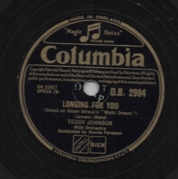 【中古】英78RPM/SP Teddy Johnson Rosaline / Longing For You DB2984 COLUMBIA /00500