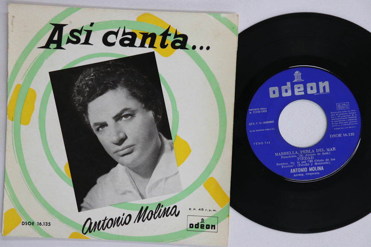 7” Antonio Molina Marbella Perla Del Mar (Pasodoble) / Piedad (Zambra DSOE16135 ODEON /00080